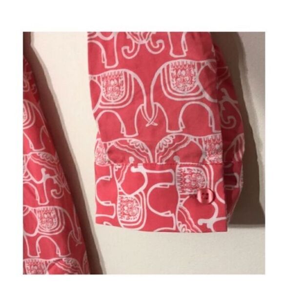 Crown & Ivy Women’s Size 10 Elephant Print Cinch Waist Dress Pink Long Sleeve - Picture 9 of 11